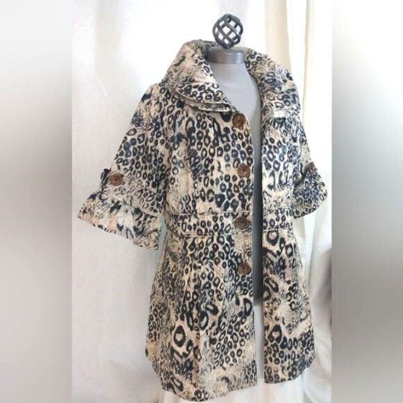 Red Coral Animal Print Faux Fur Jacket Coat Rain SZ xlarge - Picture 2 of 15